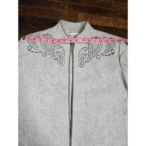 Vintage 1970s Lilli Ann Gray Wool Embroidered Jacket Blazer - Picture 8 of 16